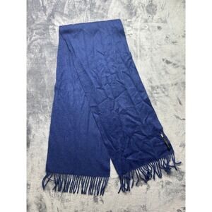 Marc Jacobs 100% Cashmere Scarf Deep Blue Fringed Luxury Accessory